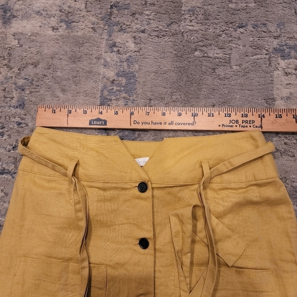 Etophe Studios linen-blend yellow midi skirt. Pockets. Belted.  Size Medium. - Picture 16 of 16